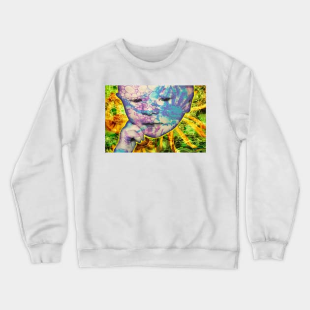 Portrait Of The Artist As A Young Baby Crewneck Sweatshirt by becky-titus